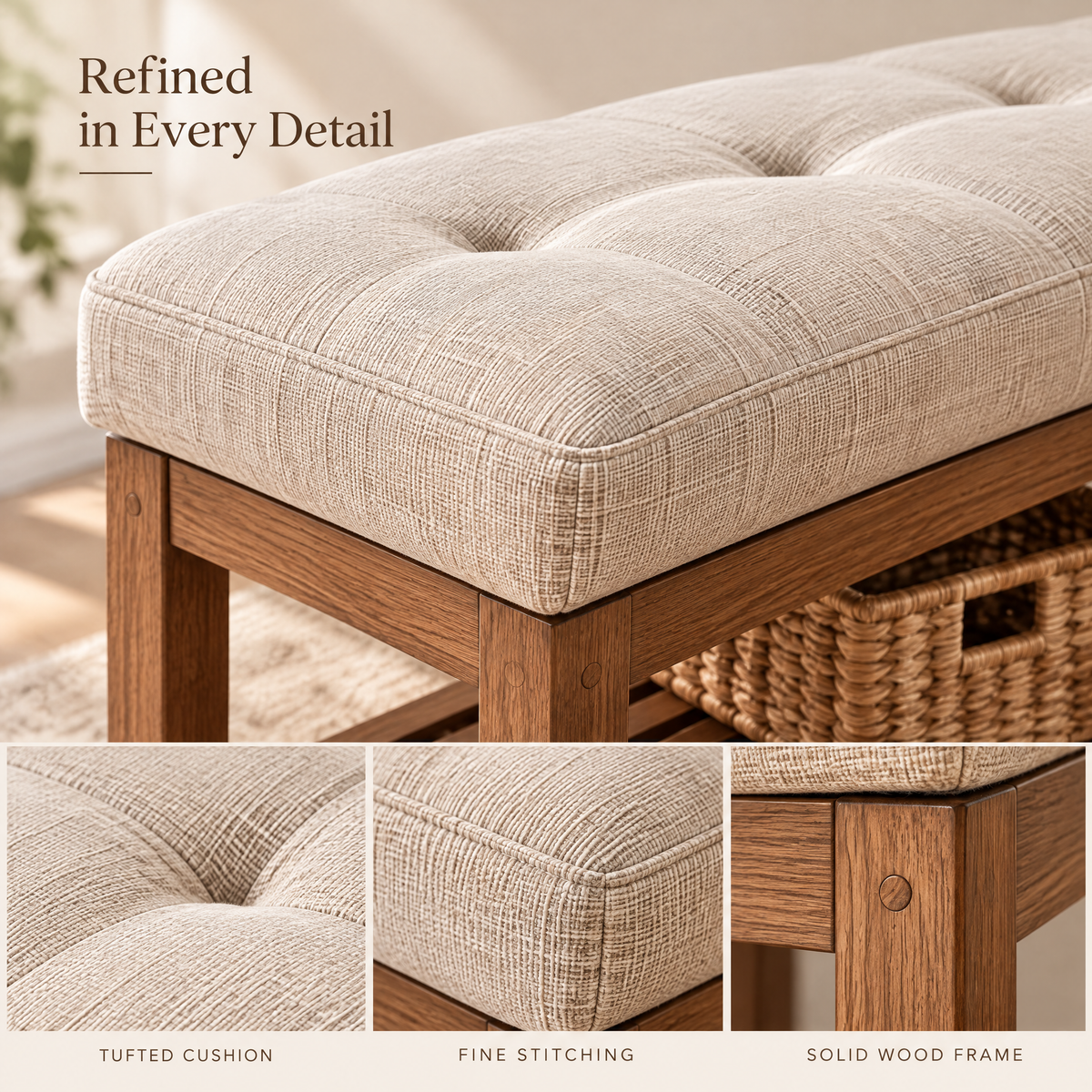 Fiorenxzka™ Entryway Upholstered Bench Cushion image 5